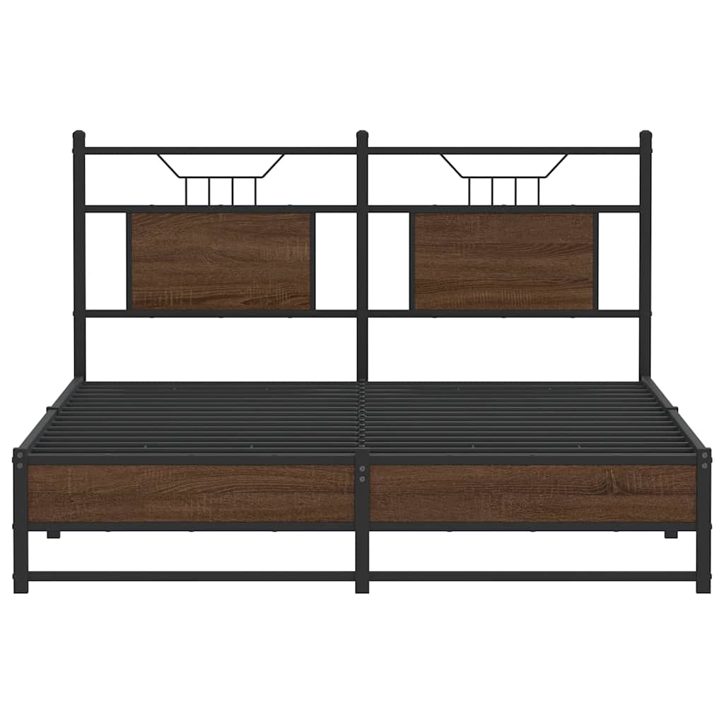 Bettgestell ohne Matratze Braun Eiche 137x190 cm Holzwerkstoff