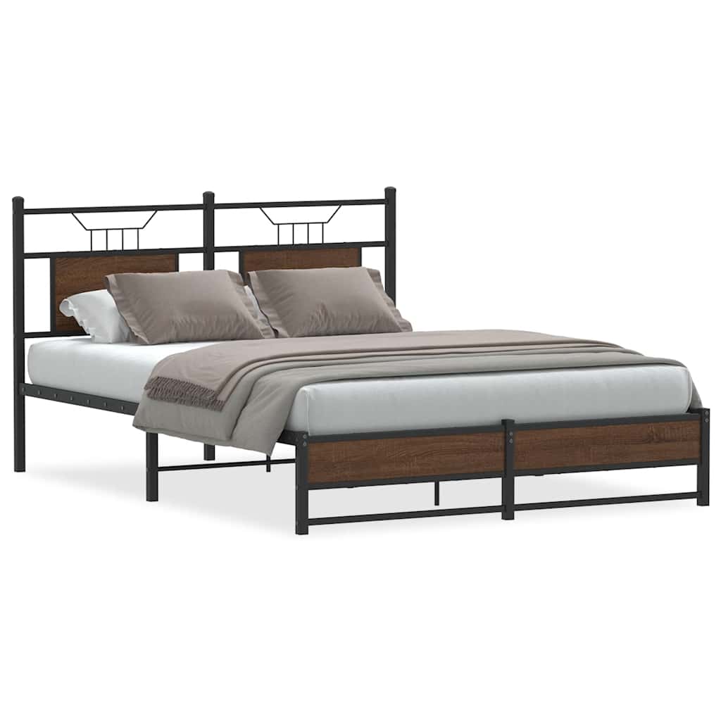 Bettgestell ohne Matratze Braun Eiche 140x190 cm Holzwerkstoff