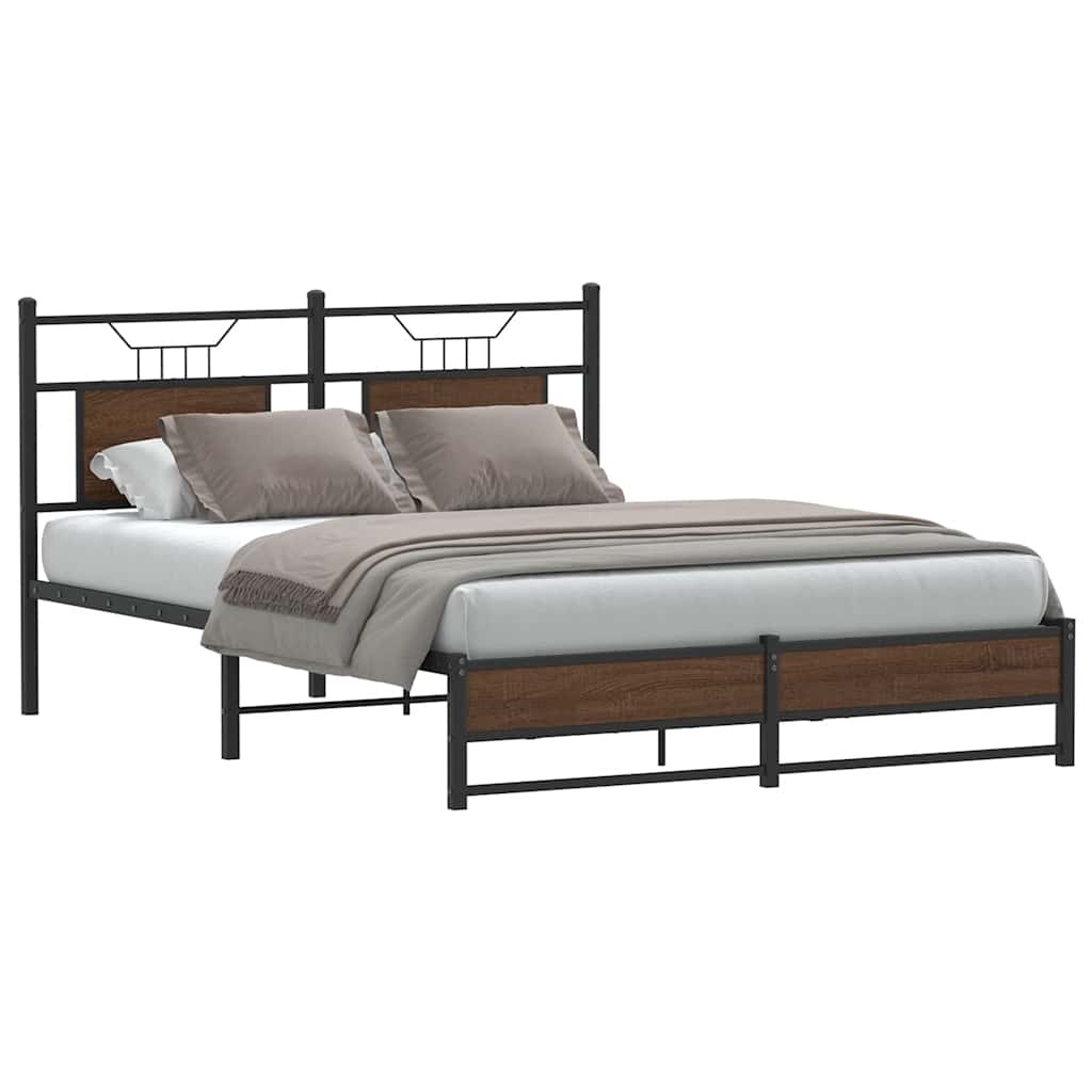 Bettgestell ohne Matratze Braun Eiche 150x200 cm Holzwerkstoff