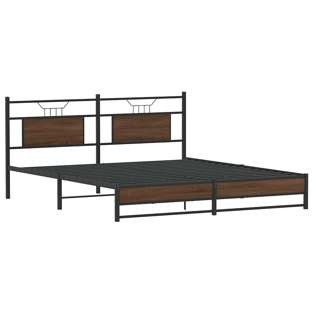 Bettgestell ohne Matratze Braun Eiche 160x200 cm Holzwerkstoff