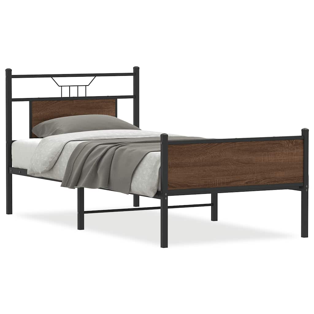 Bettgestell ohne Matratze Braun Eiche 75x190 cm Holzwerkstoff