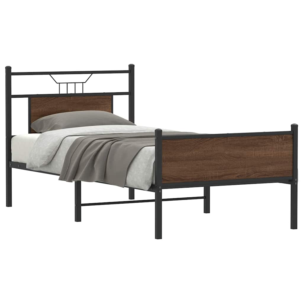 Bettgestell ohne Matratze Braun Eiche 90x200 cm Holzwerkstoff