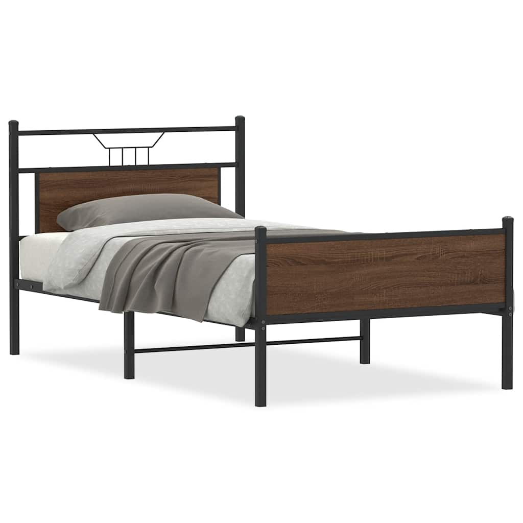 Bettgestell ohne Matratze Braun Eiche 100x190 cm Holzwerkstoff