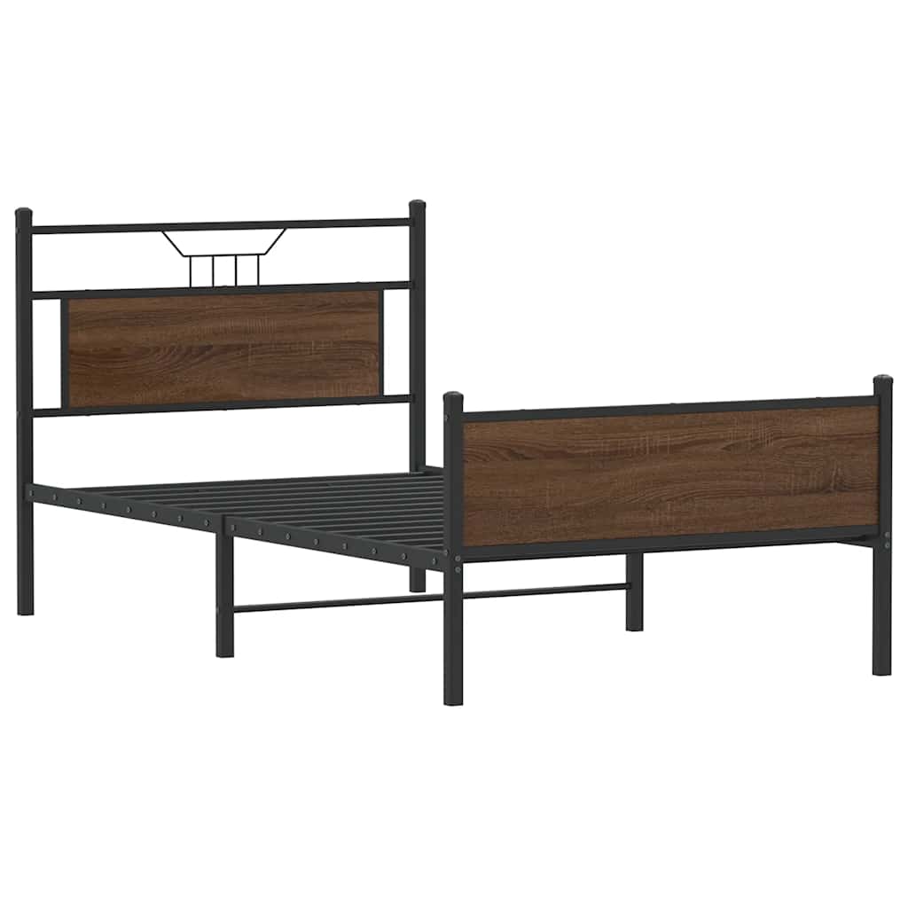 Bettgestell ohne Matratze Braun Eiche 100x190 cm Holzwerkstoff