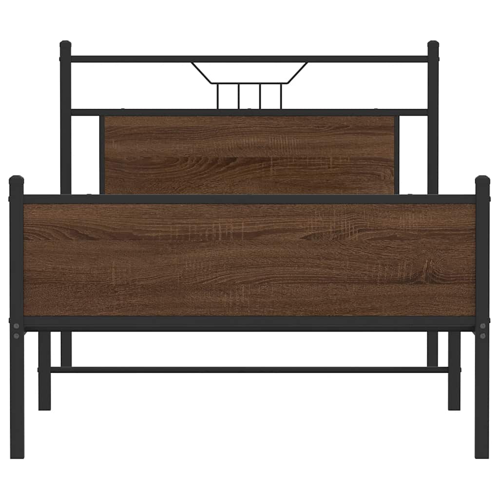 Bettgestell ohne Matratze Braun Eiche 100x190 cm Holzwerkstoff