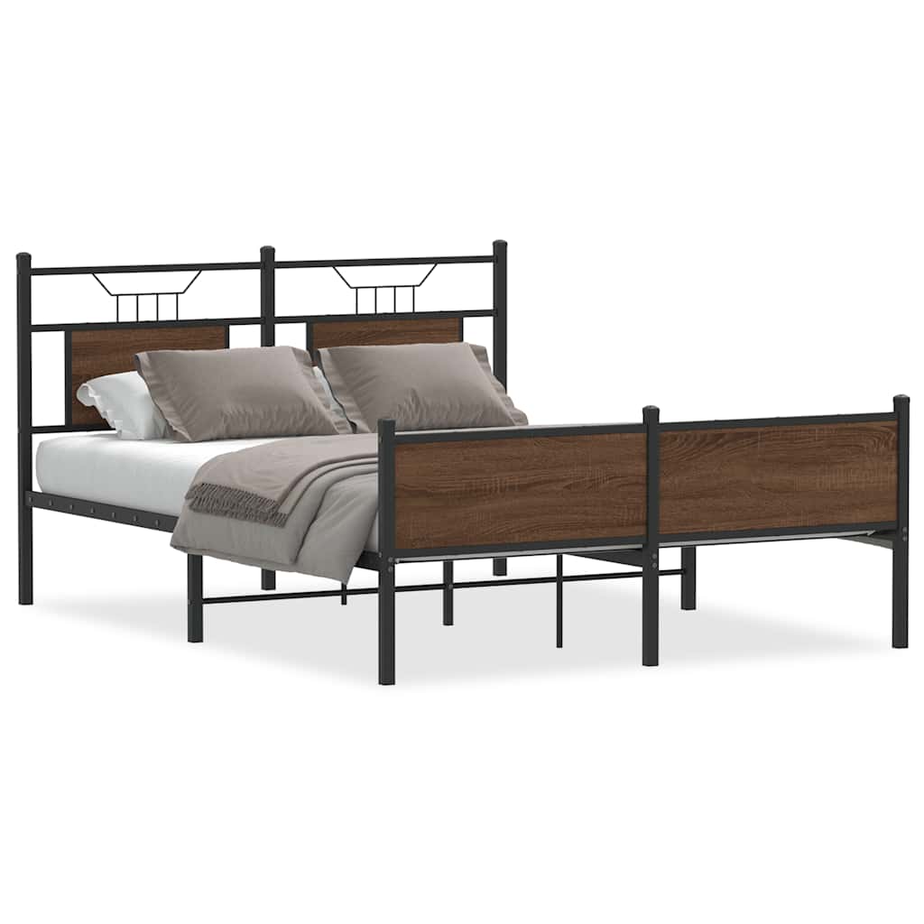 Bettgestell ohne Matratze Braun Eiche 137x190 cm Holzwerkstoff