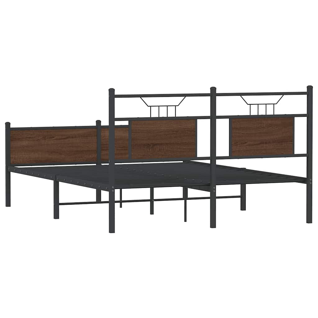 Bettgestell ohne Matratze Braun Eiche 137x190 cm Holzwerkstoff