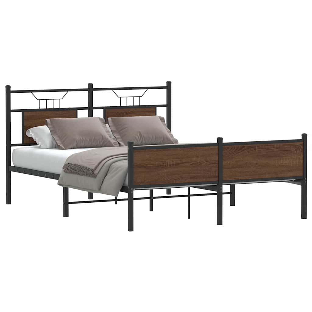 Bettgestell ohne Matratze Braun Eiche 137x190 cm Holzwerkstoff