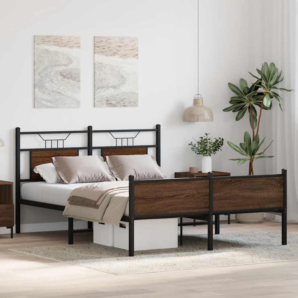 Bettgestell ohne Matratze Braun Eiche 140x190 cm Holzwerkstoff