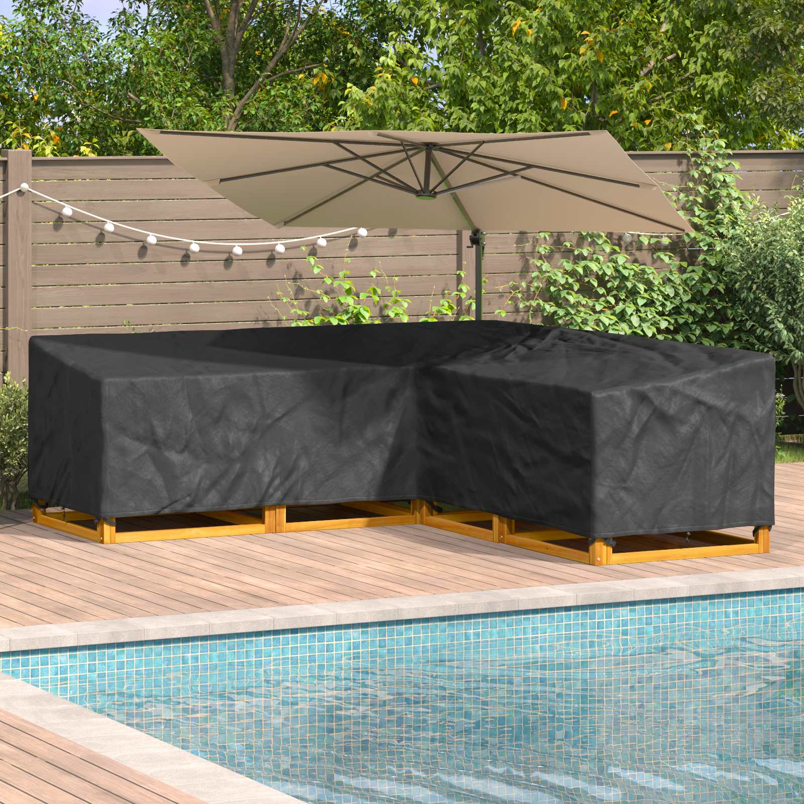 Möbelbezug Schwarz 270 x 270 x 80 cm 210D Oxford Stoff