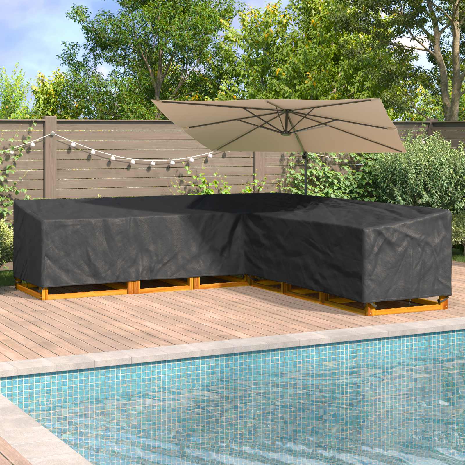 Möbelbezug Schwarz 325 x 325 x 80 cm 210D Oxford Stoff