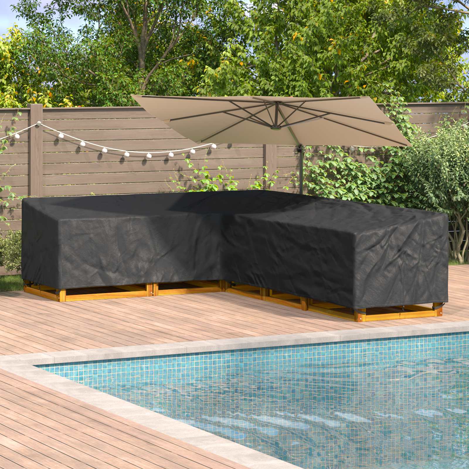 Möbelbezug Schwarz 330 x 255 x 80 cm 210D Oxford Stoff