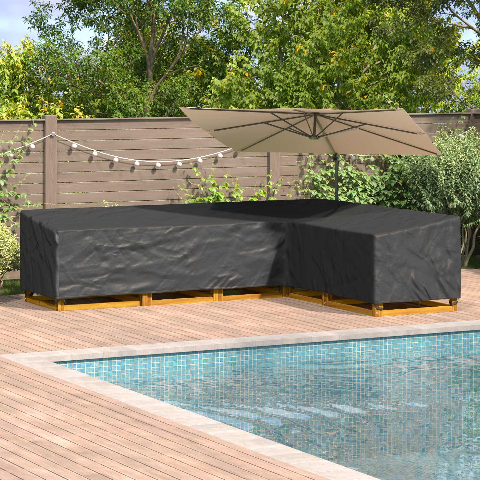 Möbelbezug Schwarz 355 x 275 x 80 cm 600D Oxford Stoff