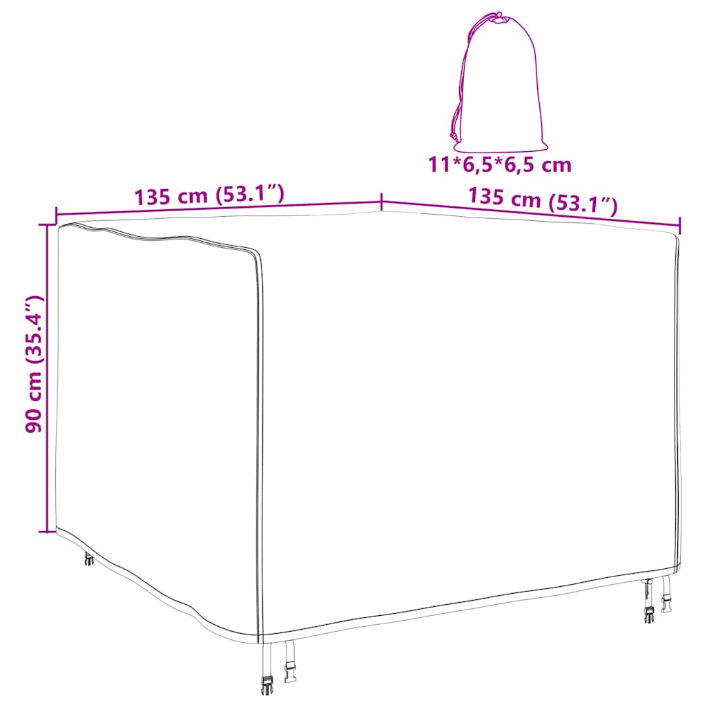 Möbelbezug Schwarz 135 x 135 x 90 cm 210D Oxford Stoff