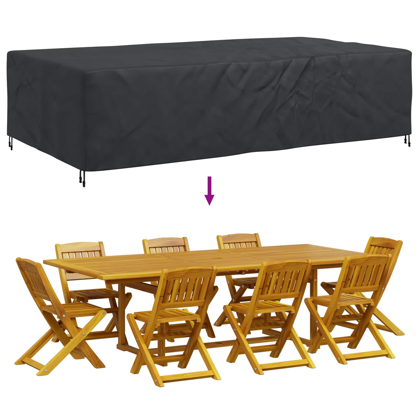 Möbelbezug Uni Schwarz 315 x 180 x 74 cm 420D