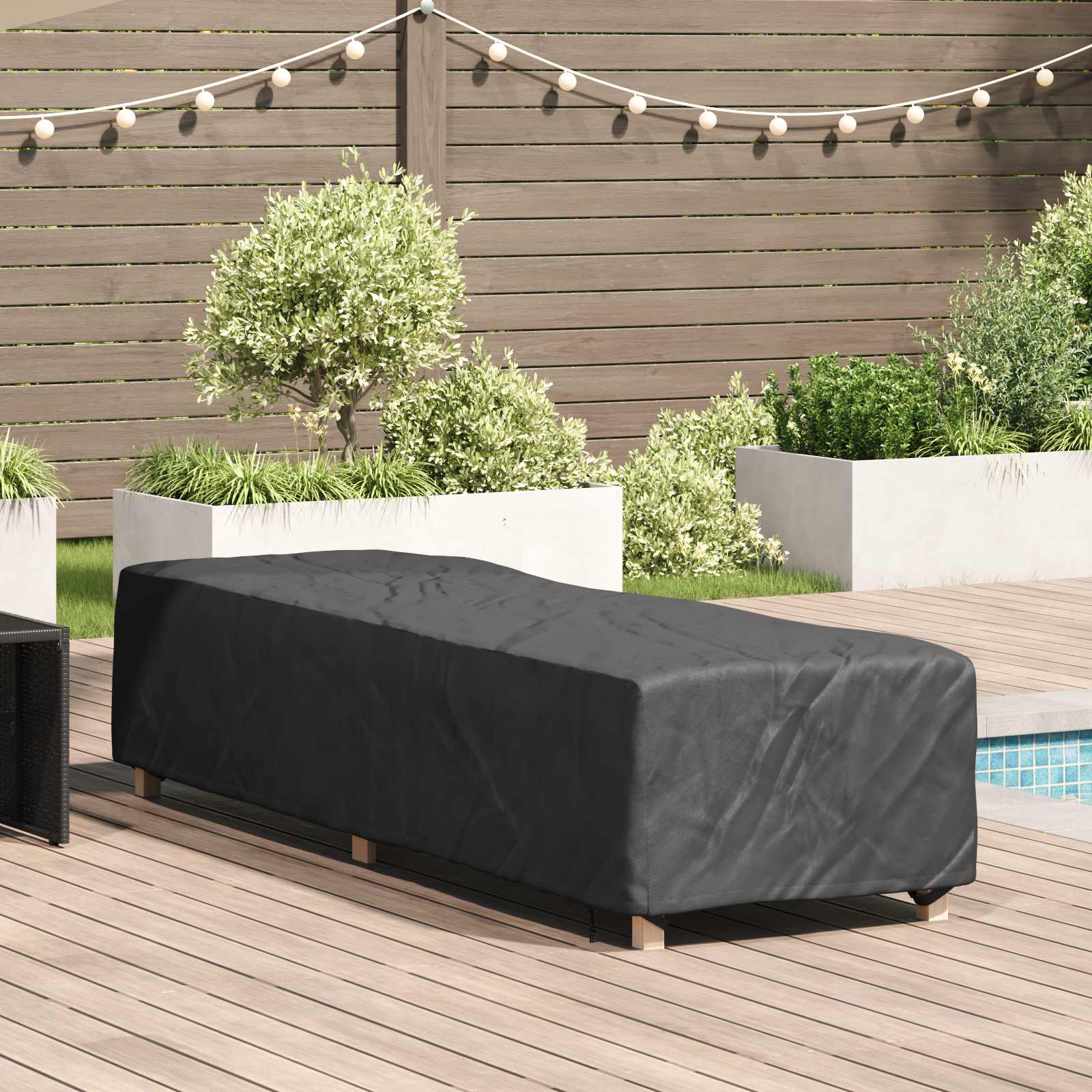 Loungerhülle Uni Schwarz 74 x 210 x 40 cm Stoff