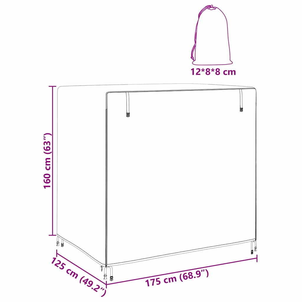 Hollywoodschaukel-Abdeckung Schwarz 175 x 125 x 180 cm
