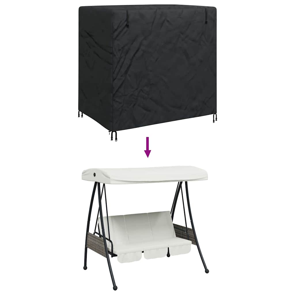Hollywoodschaukel-Abdeckung Schwarz 175 x 125 x 180 cm