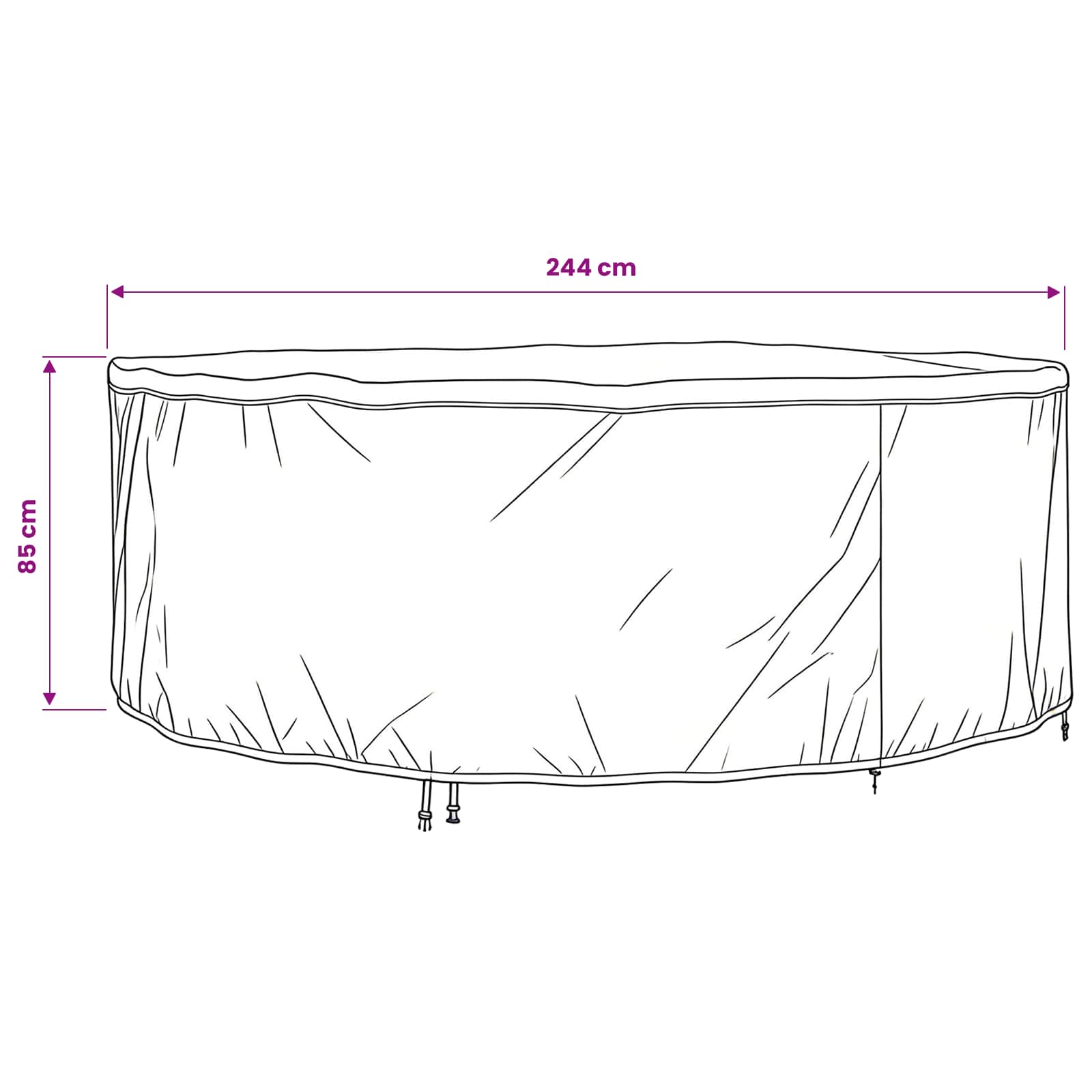 Möbelbezug Schwarz 244 x 244 x 85 cm 210D Oxford Stoff