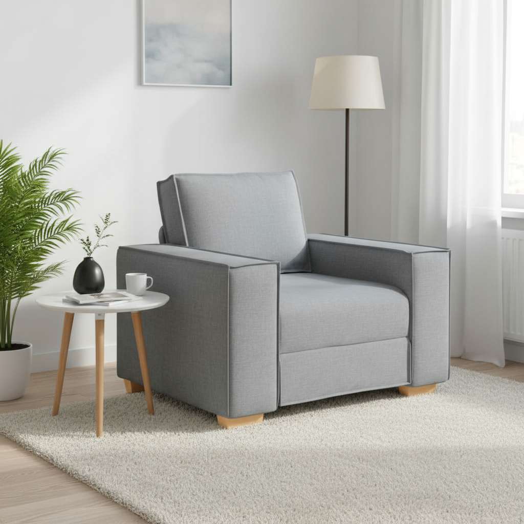 Sofa Stuhl Hellgrau 60 cm Stoff