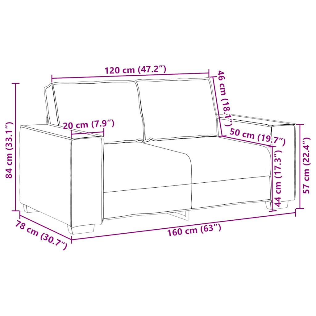 2-Sitzer Sofa Taupe 120 cm Stoff