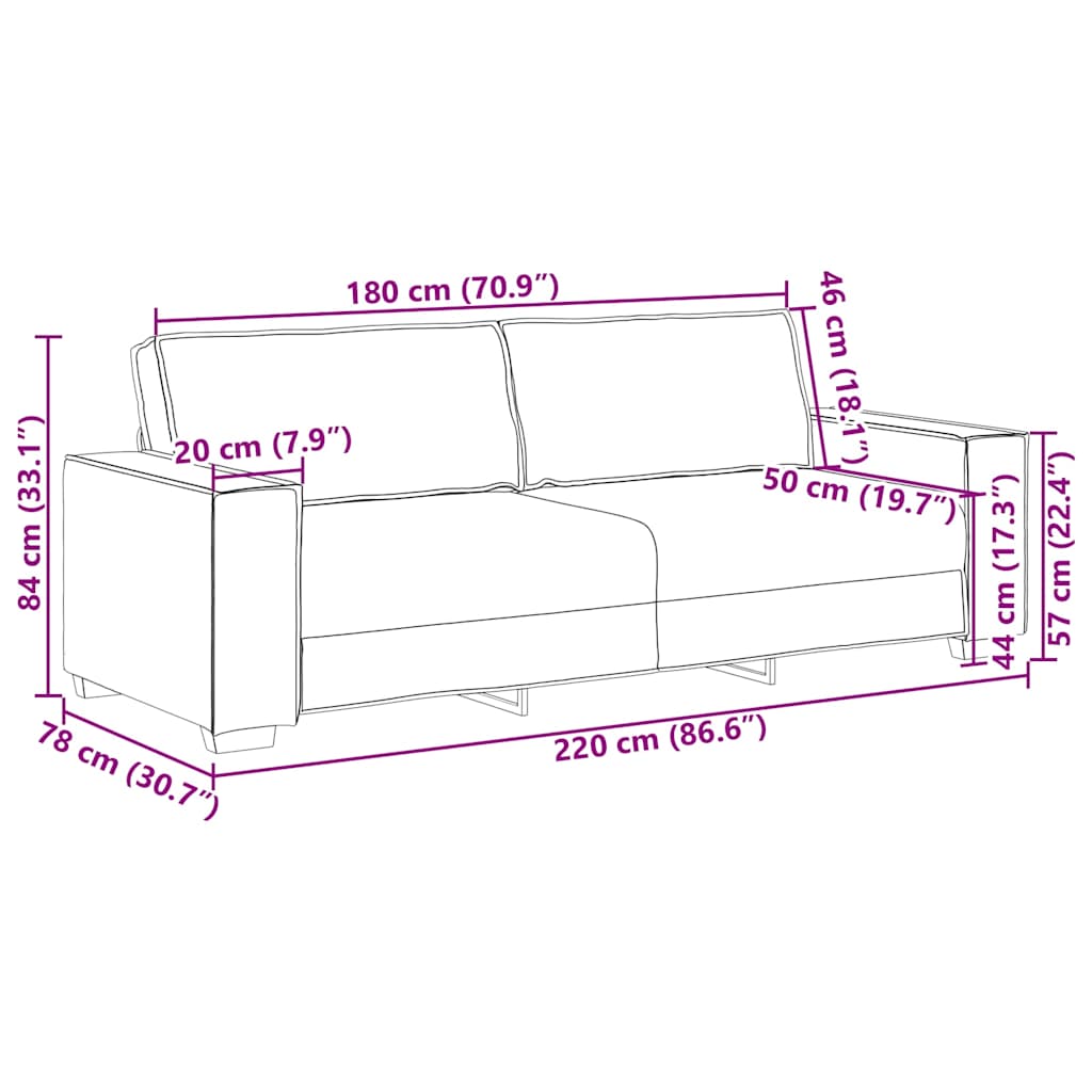 3-Sitzer-Sofa Dunkelgrau 180 cm Stoff