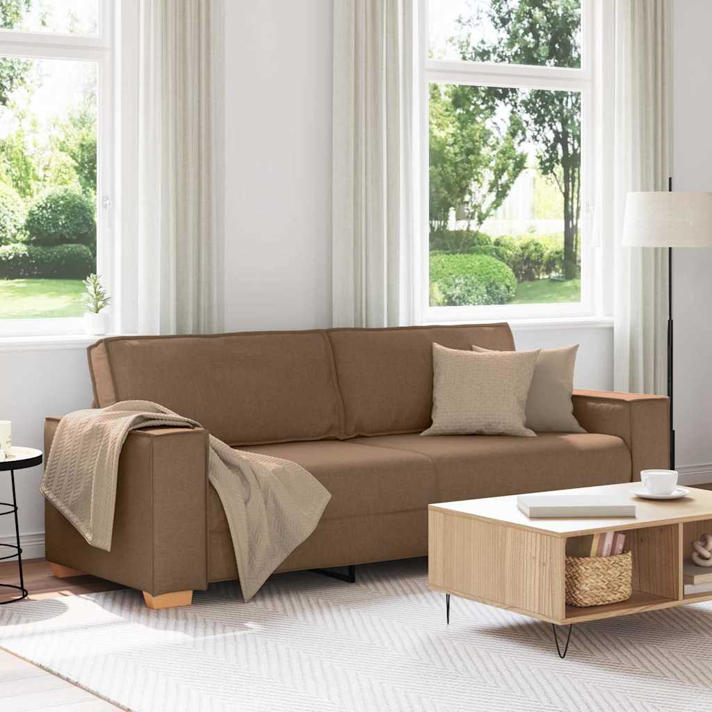 3-Sitzer-Sofa Braun 220 cm Stoff