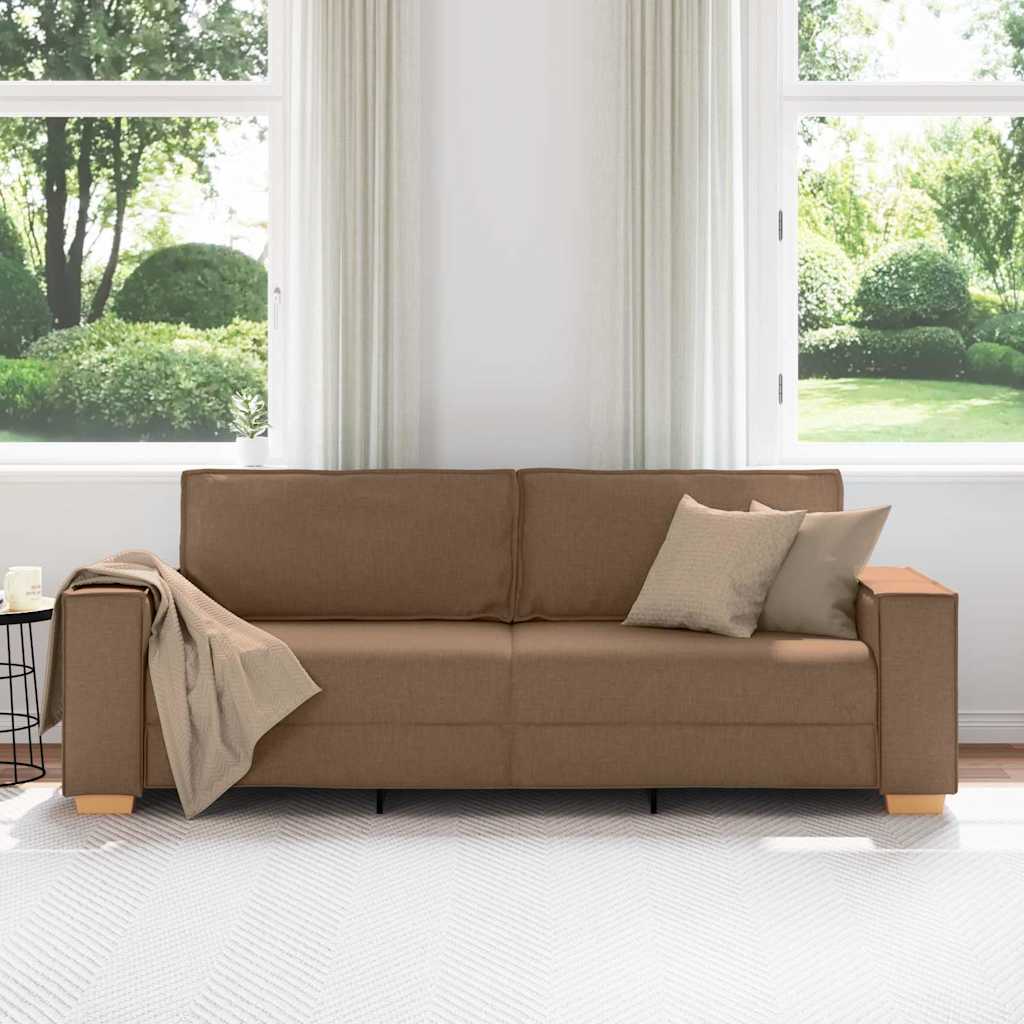 3-Sitzer-Sofa Braun 220 cm Stoff