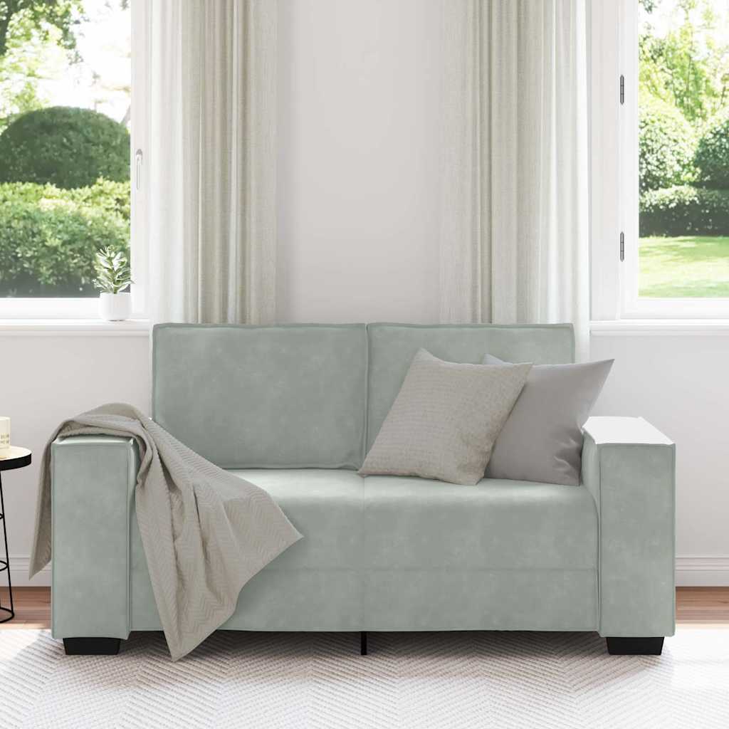 2-Sitzer-Sofa Hellgrau 160x78x84 cm Samt