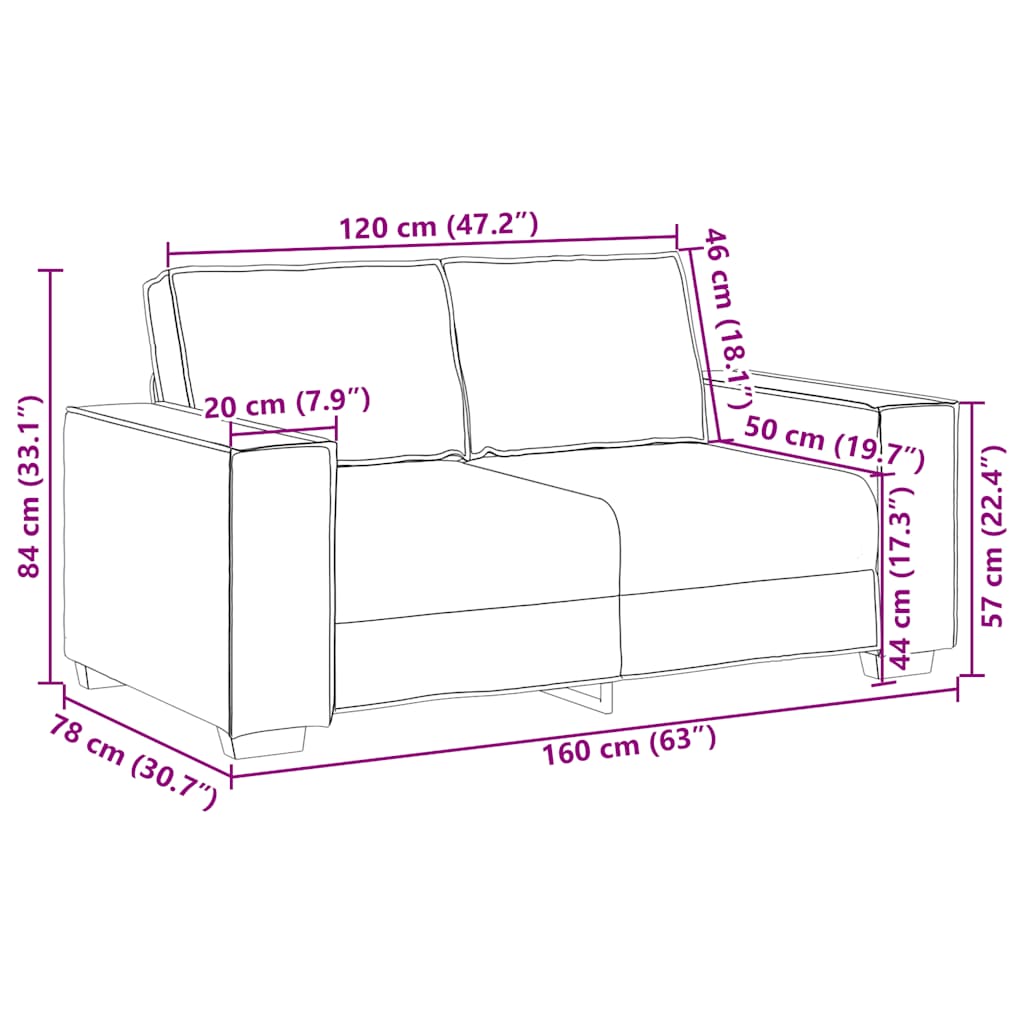 2-Sitzer-Sofa Hellgrau 160x78x84 cm Samt