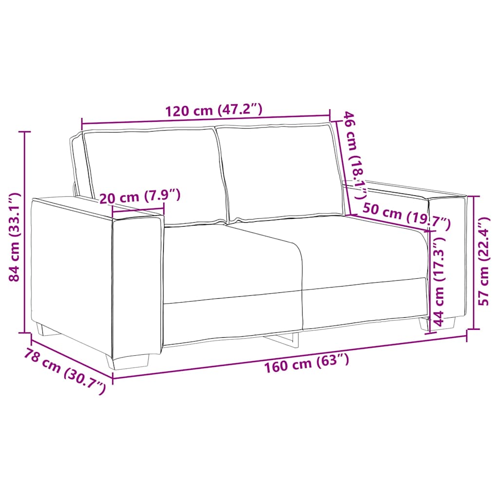2-Sitzer-Sofa Rosa 160x78x84 cm Samt