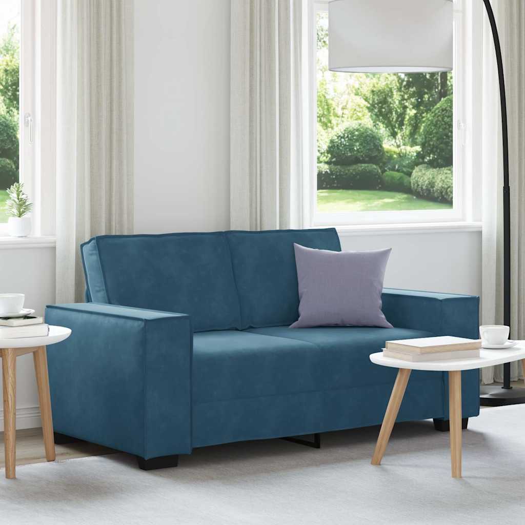2-Sitzer-Sofa Blau 160x78x84 cm Samt