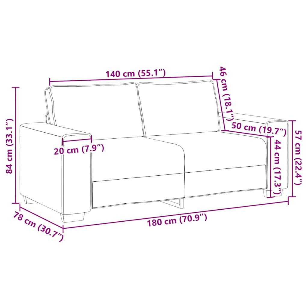 2-Sitzer-Sofa Dunkelgrau 180x78x84 cm Samt