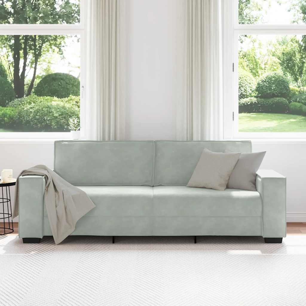 3-Sitzer-Sofa Hellgrau 220x78x84 cm Samt