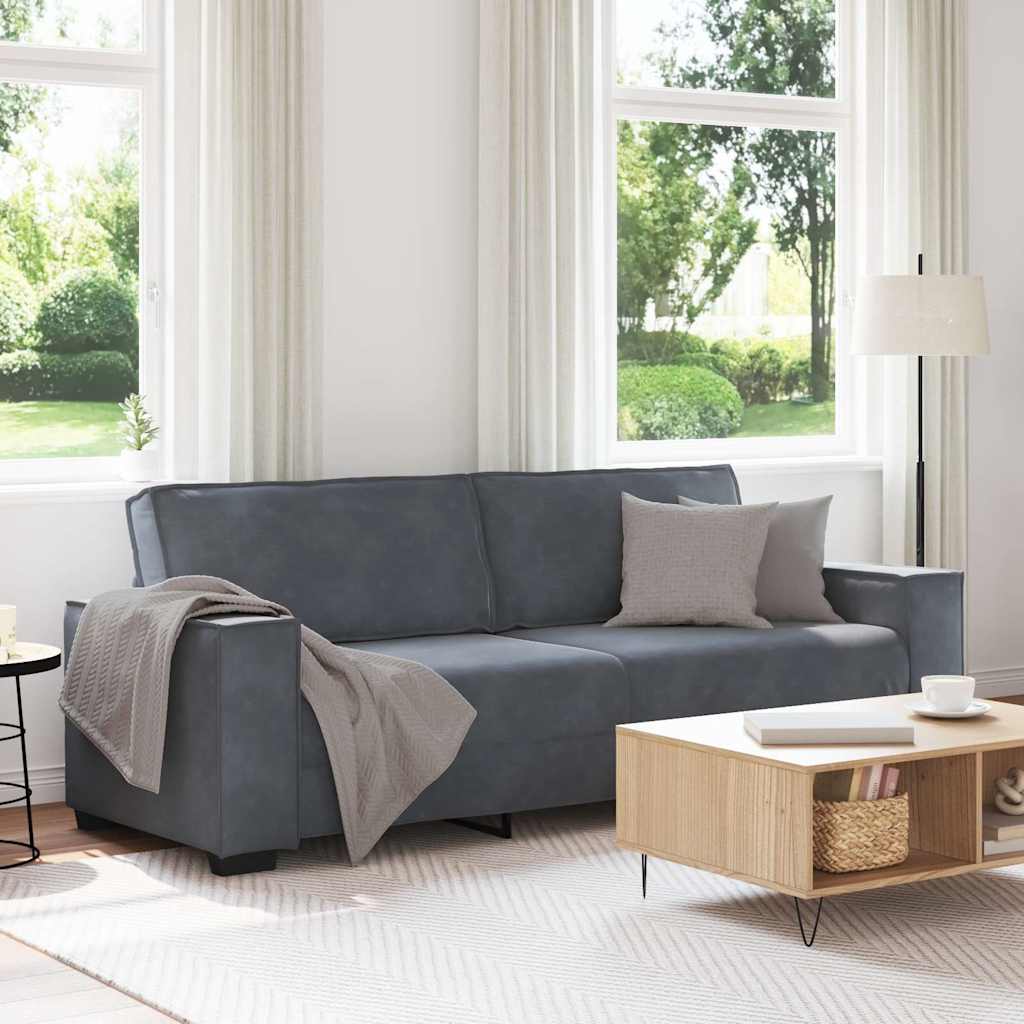 3-Sitzer-Sofa Dunkelgrau 220x78x84 cm Samt