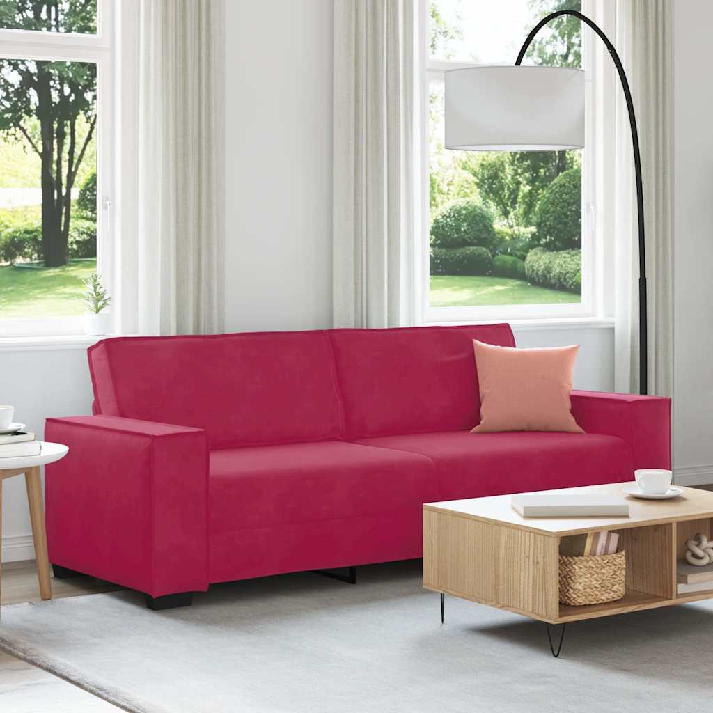 3-Sitzer-Sofa Weinrot 220x78x84 cm Samt