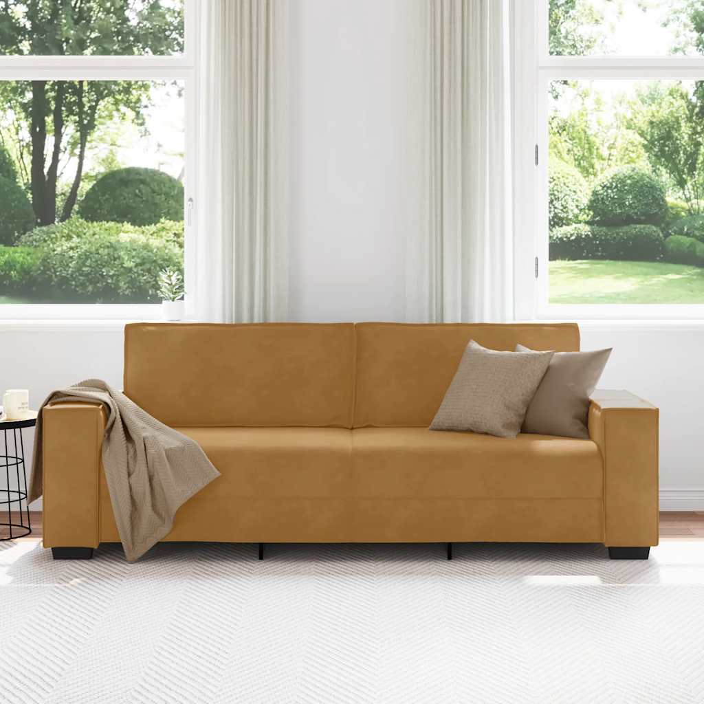 3-Sitzer-Sofa Braun 220x78x84 cm Samt
