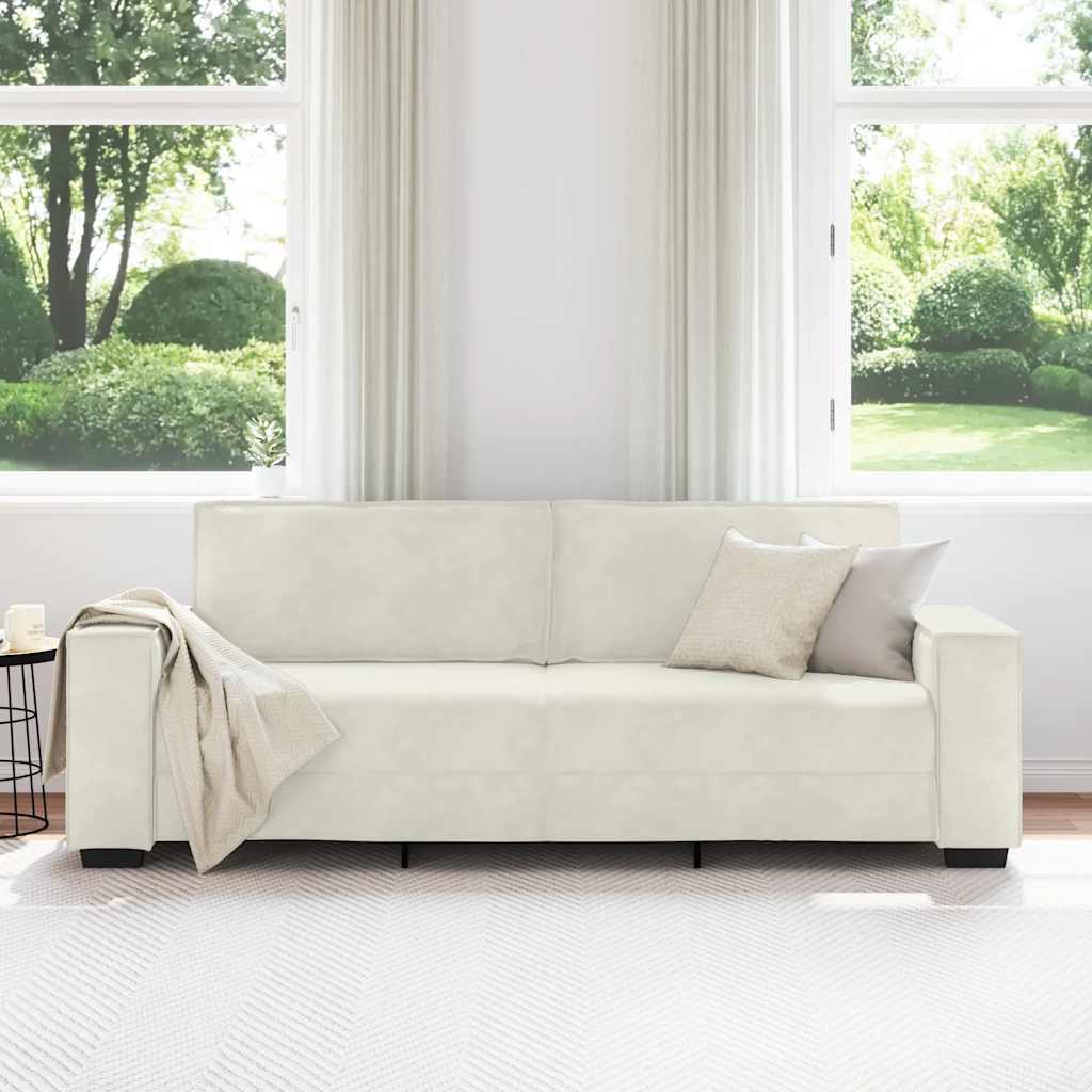 3-Sitzer-Sofa Creme 220x78x84 cm Samt