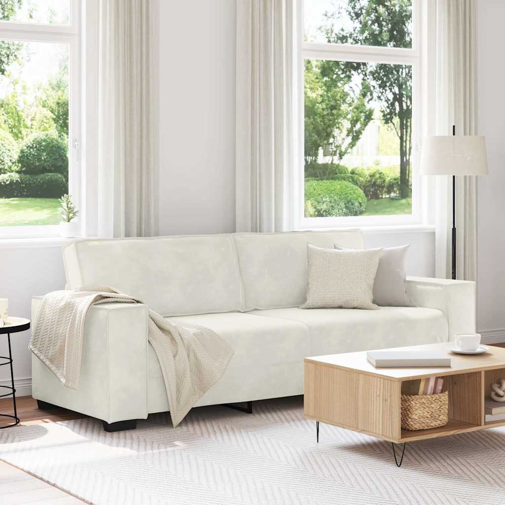 3-Sitzer-Sofa Creme 220x78x84 cm Samt