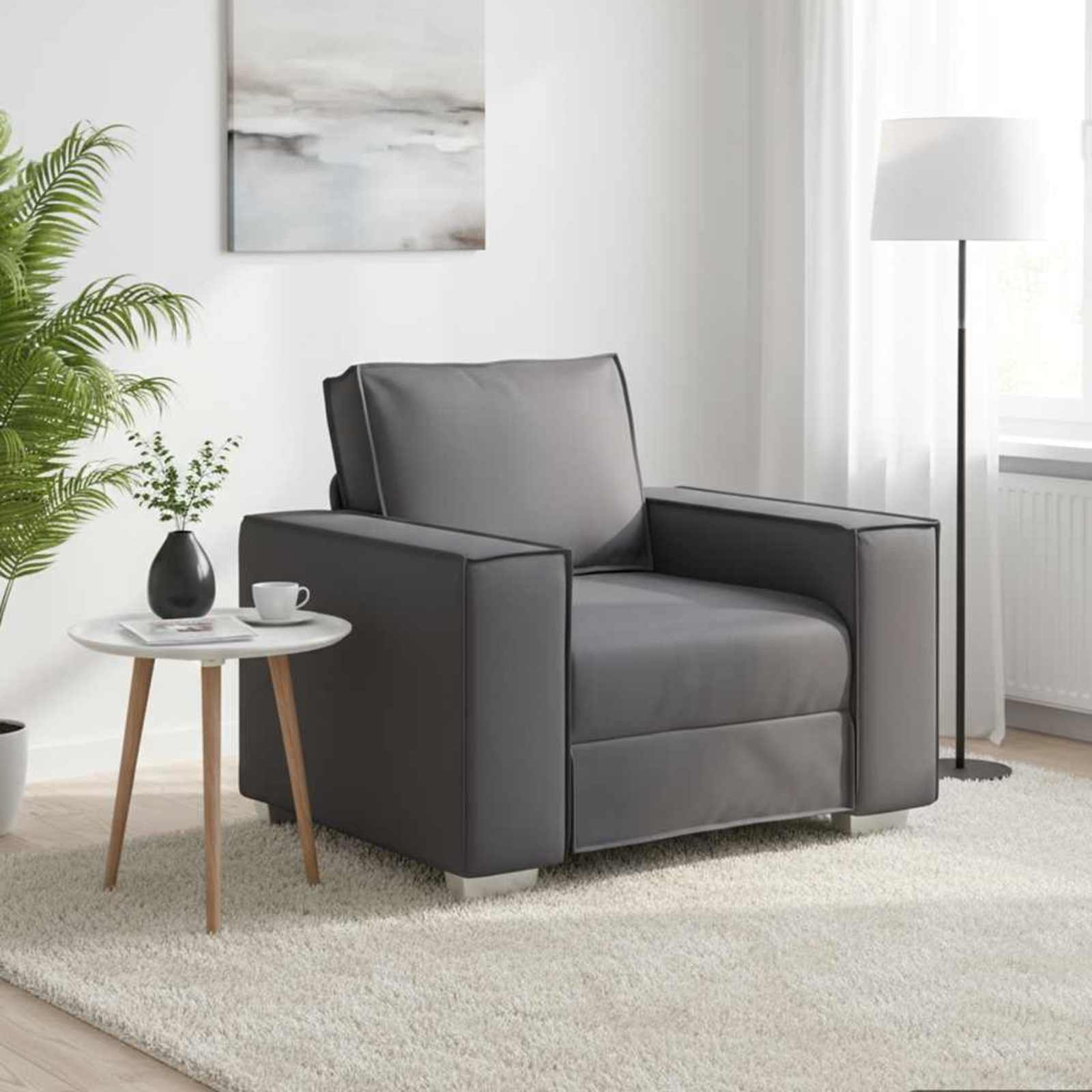 Sofa-Sessel Grau 100 cm Kunstleder