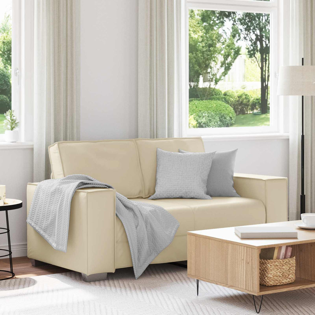 Zweisitzer-Sofa Creme 160 cm Kunstleder