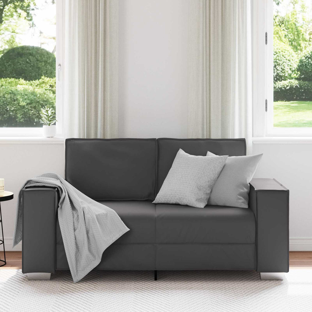 Zweisitzer-Sofa Grau 160 cm Kunstleder