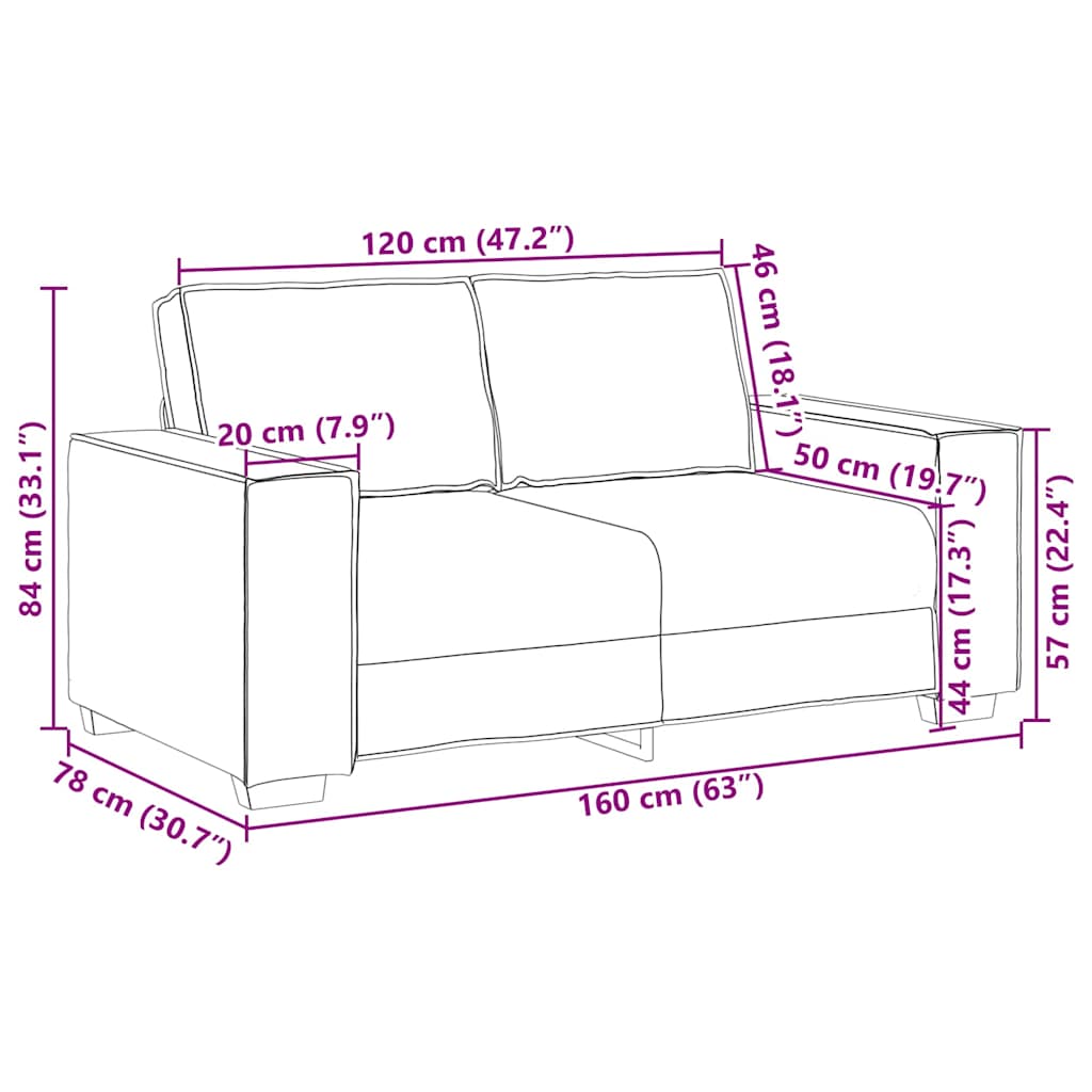 Zweisitzer-Sofa Cappuccino 160 cm Kunstleder