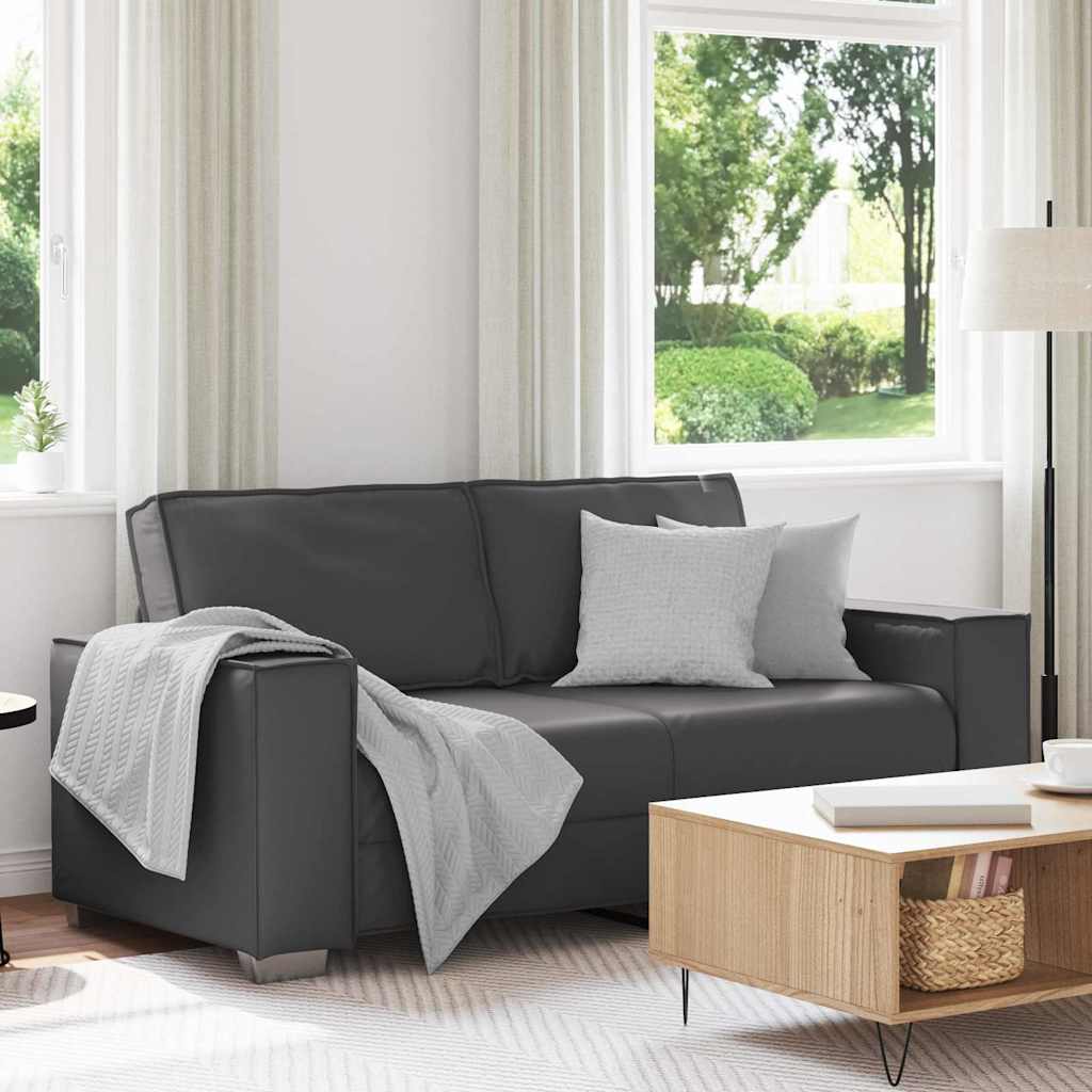 Zweisitzer-Sofa Grau 180 cm Kunstleder