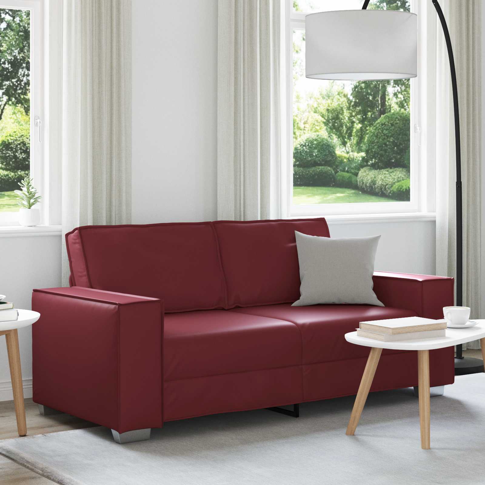 Zweisitzer-Sofa Weinrot 180 cm Kunstleder