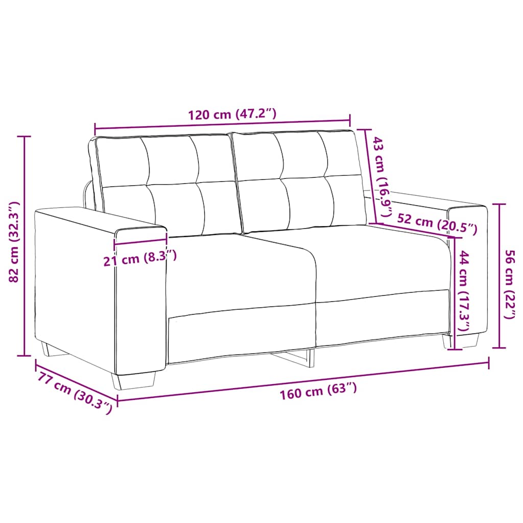 Zweisitzer-Sofa Dunkelgrau 160x77x82 cm Stoff