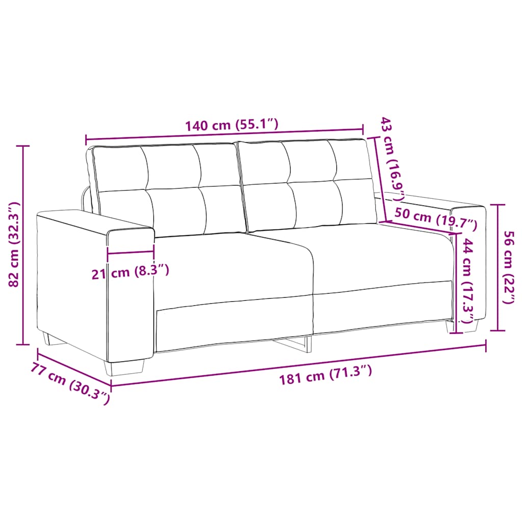 Loveseat-Sofa Wolkengrau 180x77x82 cm Stoff