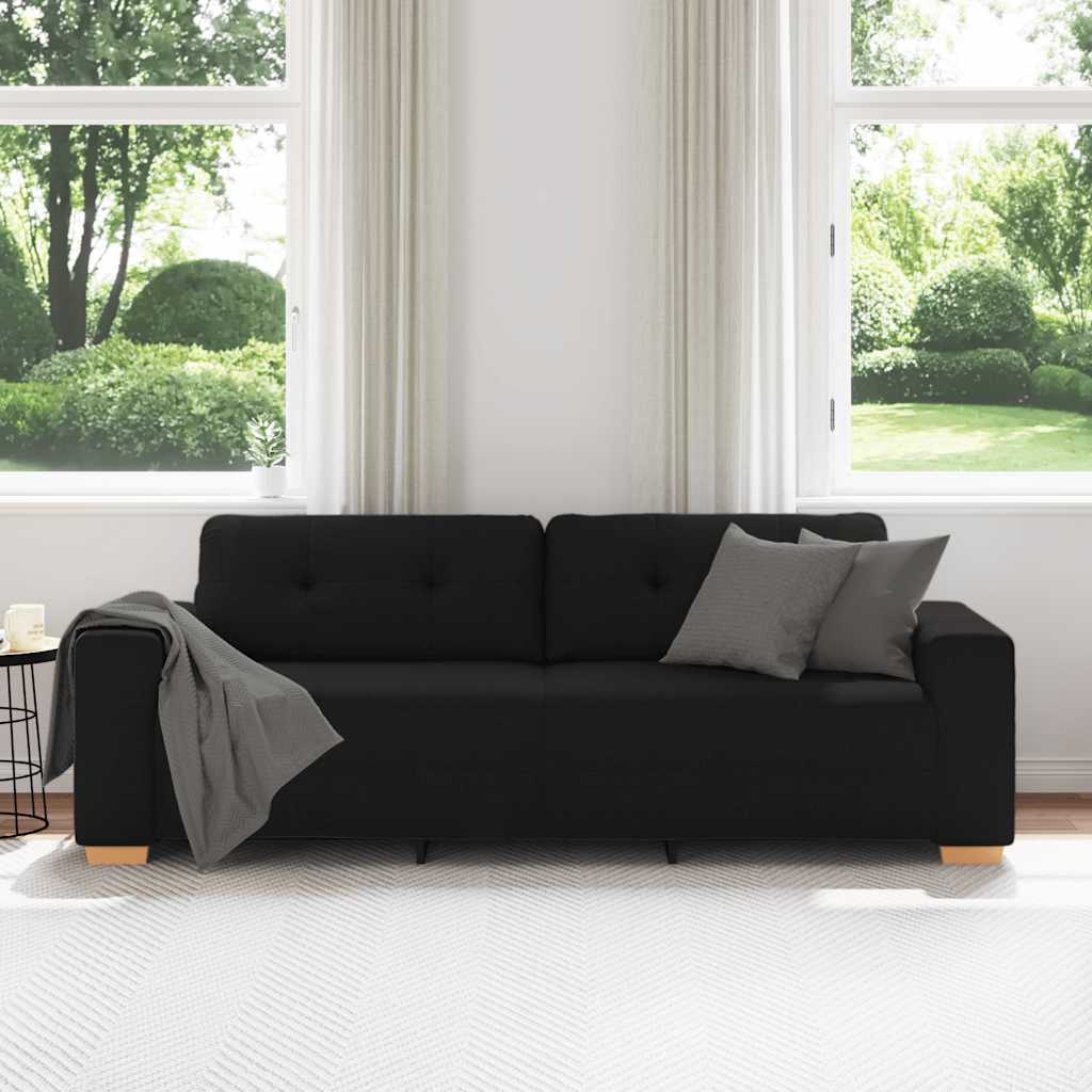3-Sitzer-Sofa Schwarz 220x78x80 cm Stoff