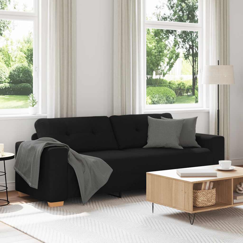 3-Sitzer-Sofa Schwarz 220x78x80 cm Stoff