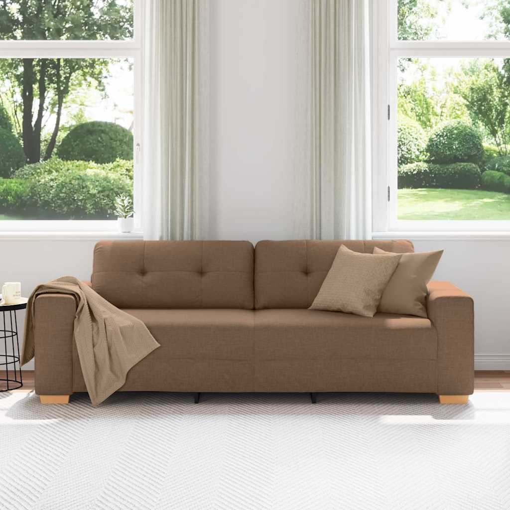 3-Sitzer-Sofa Braun 220 cm Stoff